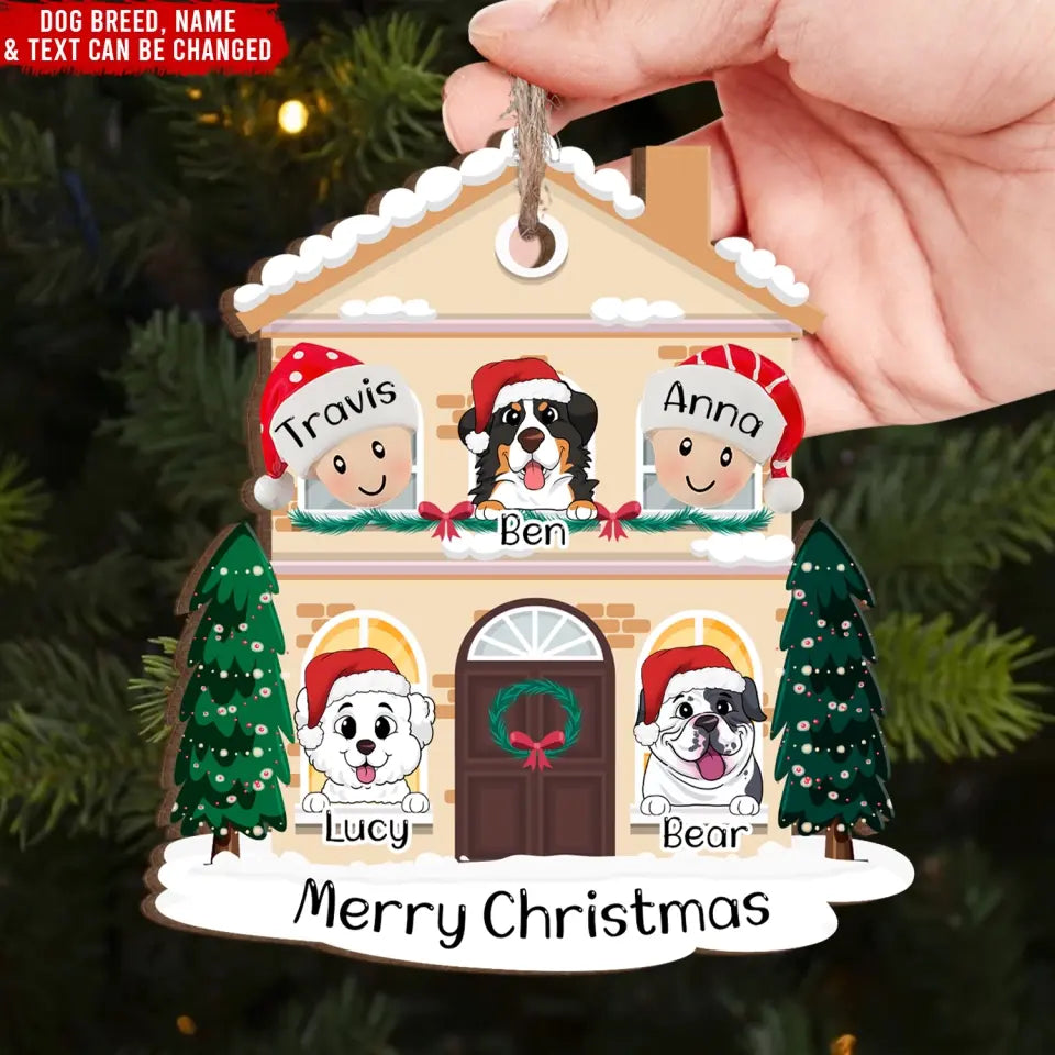 Merry Christmas Family House 2023 - Personalized Wooden Ornament, Family Gift, Christmas Gift - ORN146