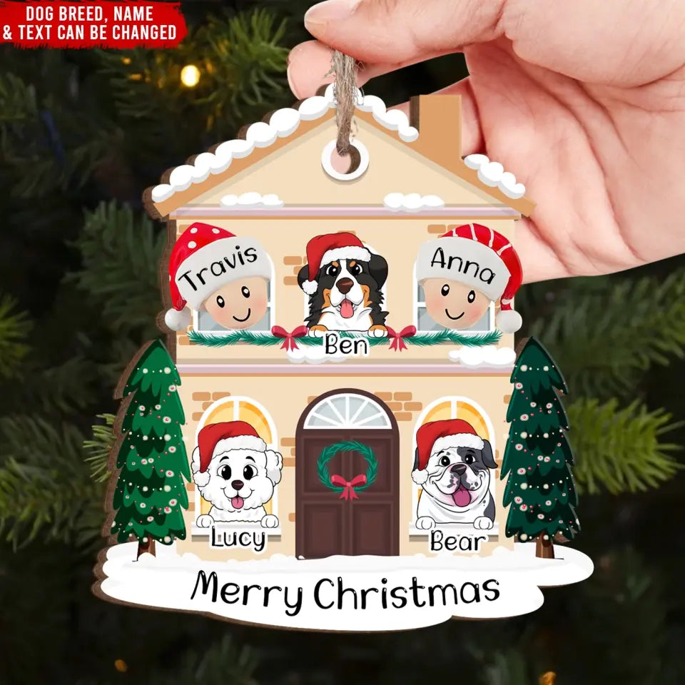 Merry Christmas Family House 2023 - Personalized Wooden Ornament, Family Gift, Christmas Gift - ORN146