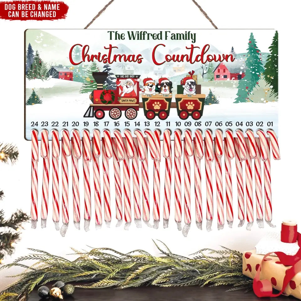 Santa Pawes Train With Dogs - Personalized Countdown Sign, Christmas Gift For Dog Lovers - DS664