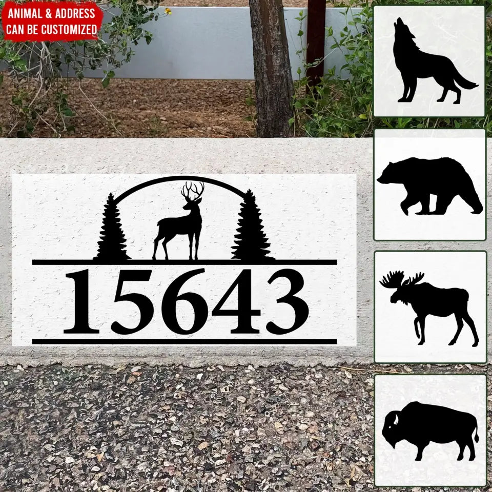 Wild Animal Adventure - Personalized Curb Decal, Custom Address Curb Decal - CD10