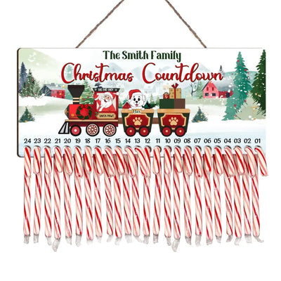 Santa Pawes Train With Dogs - Personalized Countdown Sign, Christmas Gift For Dog Lovers - DS664