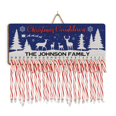 Reinder Candy Cane Countdown - Personalized Countdown Sign, Christmas Gift - DS667