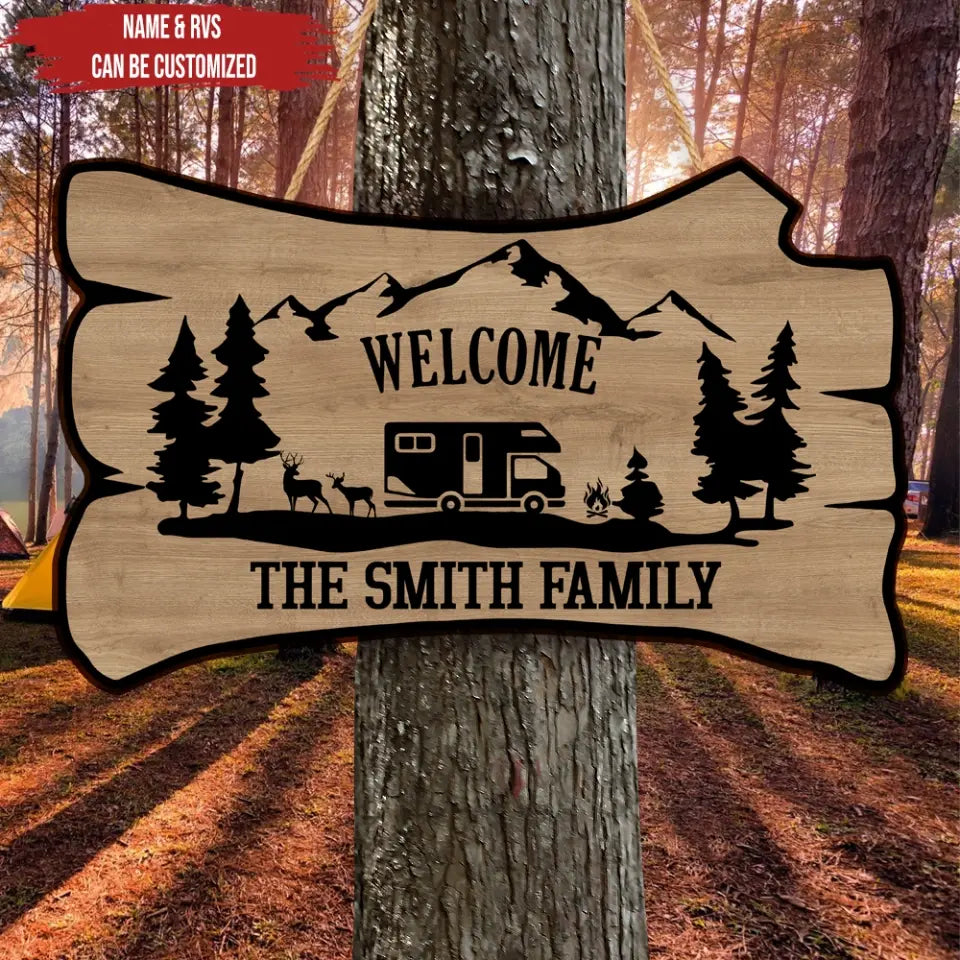 Welcome Family, Camping Sign - Personalized Wood Sign, Gift For Christmas - DS668