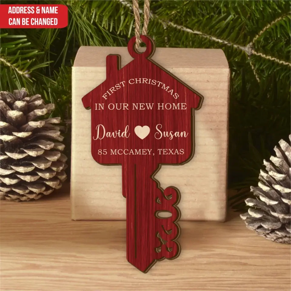 First Christmas in Our New Home - Personalized Wooden Ornament, Christmas Decoration Gift For Couple - ORN148