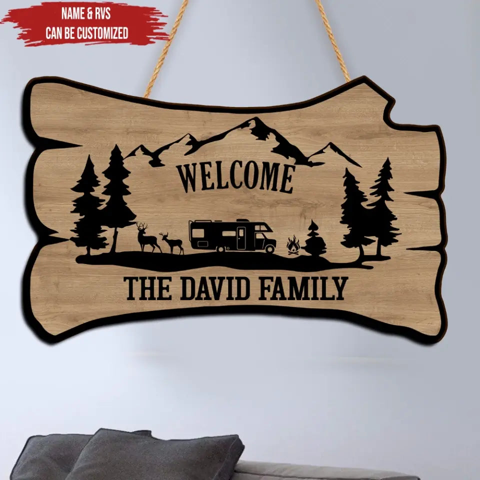 Welcome Family, Camping Sign - Personalized Wood Sign, Gift For Christmas - DS668