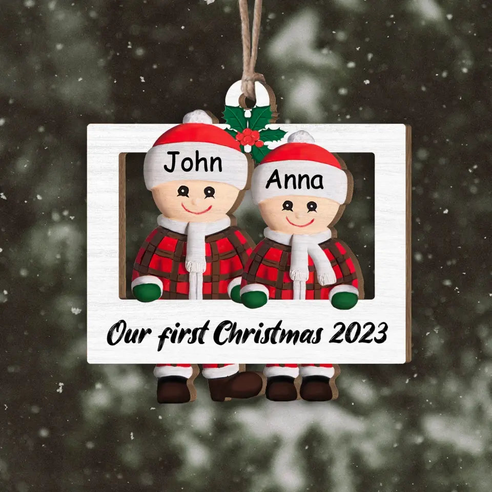 Merry Christmas Ornament - Personalized Wooden Ornament, Gift for Family - ORN150