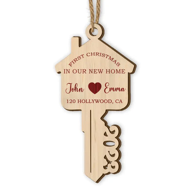 First Christmas in Our New Home - Personalized Wooden Ornament, Christmas Decoration Gift For Couple - ORN148