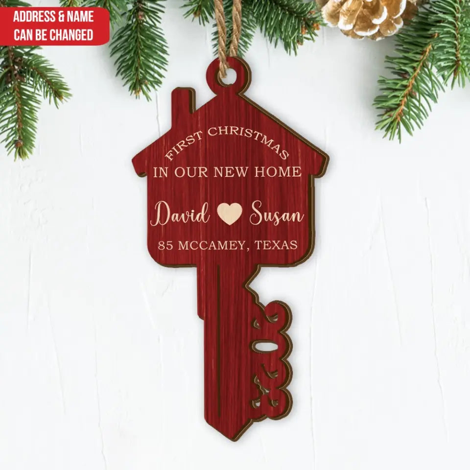 First Christmas in Our New Home - Personalized Wooden Ornament, Christmas Decoration Gift For Couple - ORN148