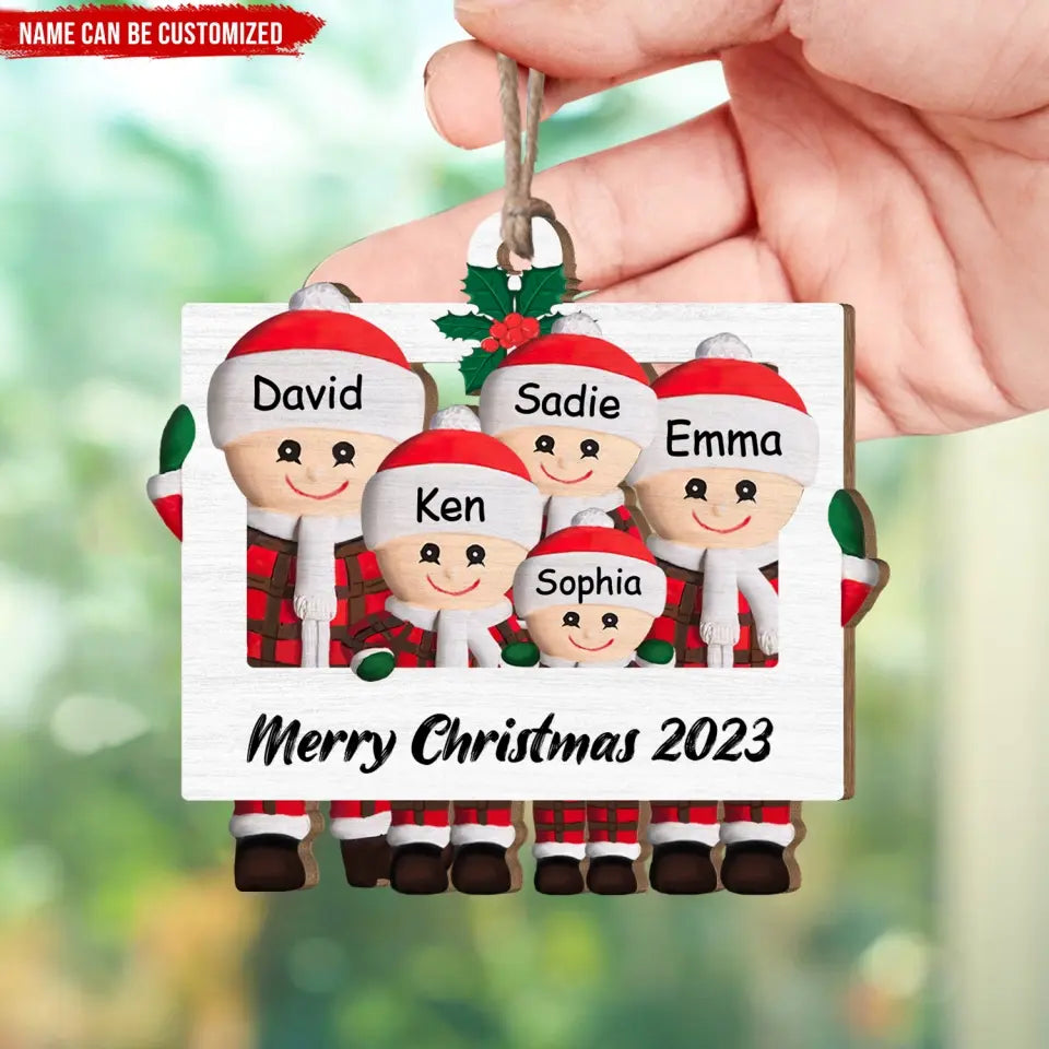 Merry Christmas Ornament - Personalized Wooden Ornament, Gift for Family - ORN150