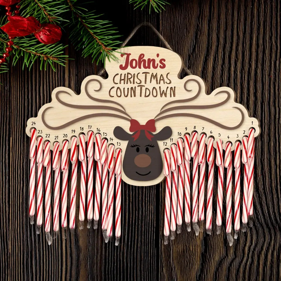 Custom Name Candt Cane Christmas Countdown - Personalized Countdown Sign, Gift For Christmas - DS700