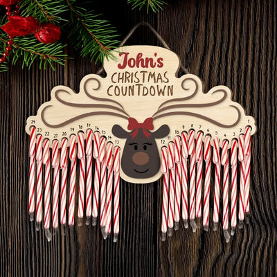 Custom Name Candt Cane Christmas Countdown - Personalized Countdown Sign, Gift For Christmas - DS700