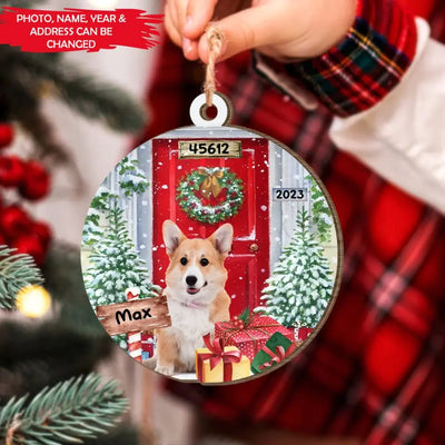 Front Door Christmas - Personalized Wood Ornament, Gift For Christmas, Gift For Dog Lover - ORN158