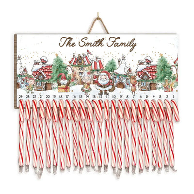 Santa and Mrs. Claus Candy Cane  - Personalized Countdown Christmas Sign - DS702