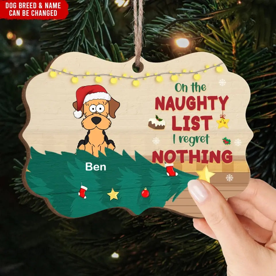 On The Naughty List - Personalized Shaped Ornament, Gift For Dog Lover