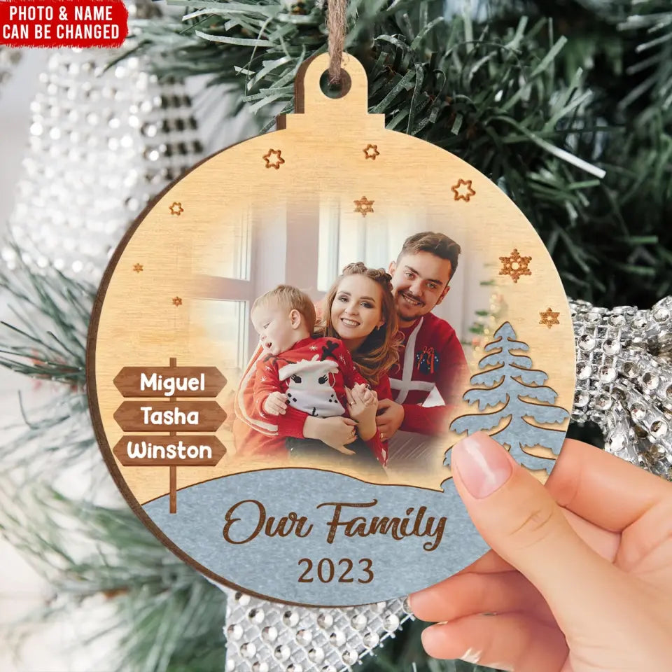 Our Family Christmas, Personalized Wooden Ornament, Gift For Christmas - ORN160