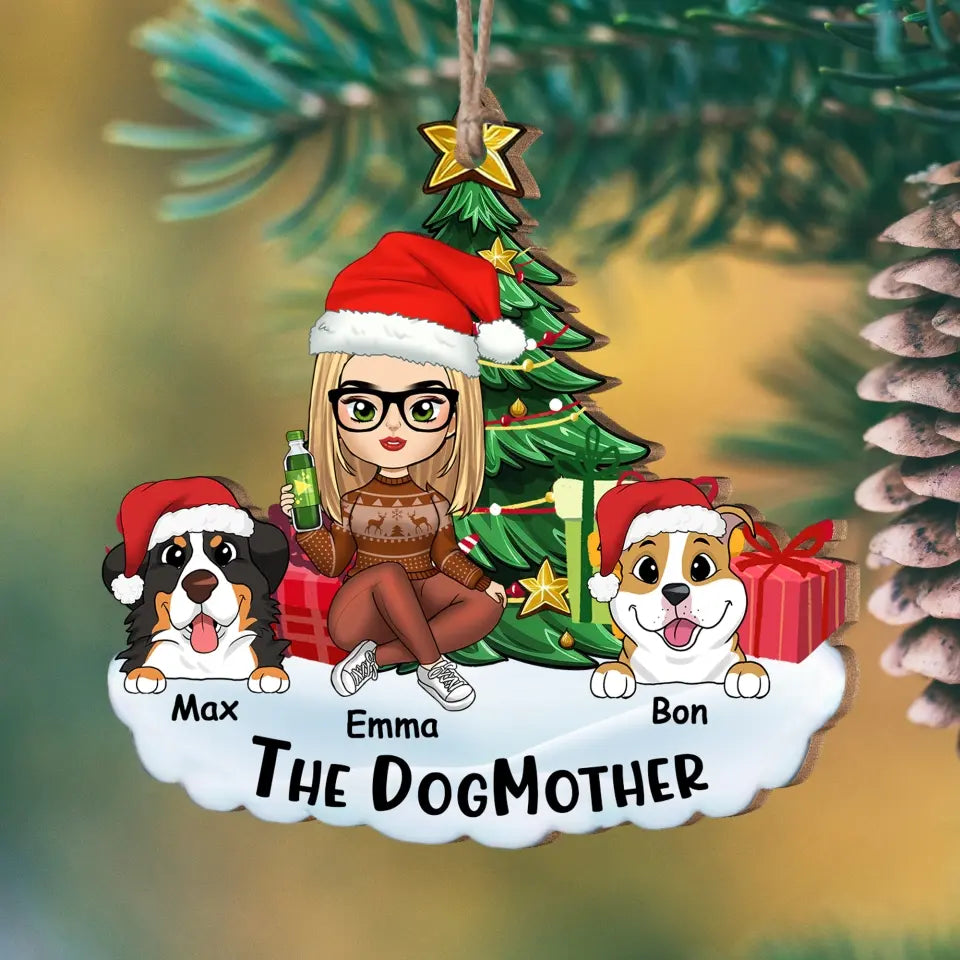 The Dogmother - Personalized Wooden Ornament, Christmas Gift For Dog Lover - ORN161