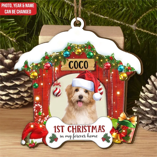 1st Christmas In My Forever Home - Personalized Wooden Ornament - ORN162