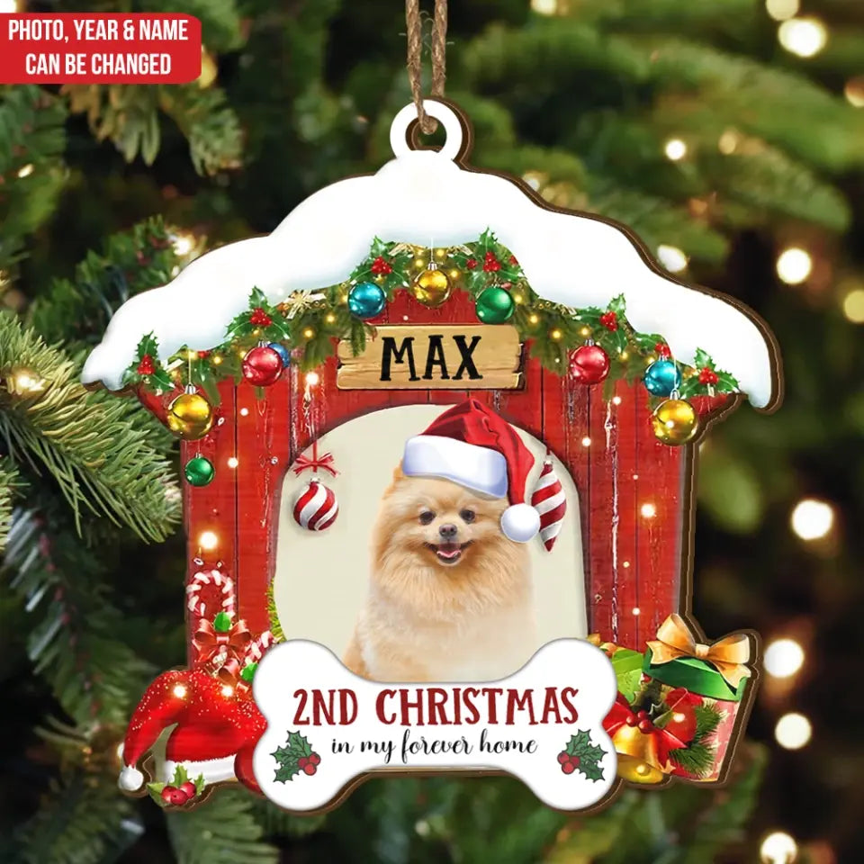 1st Christmas In My Forever Home - Personalized Wooden Ornament - ORN162