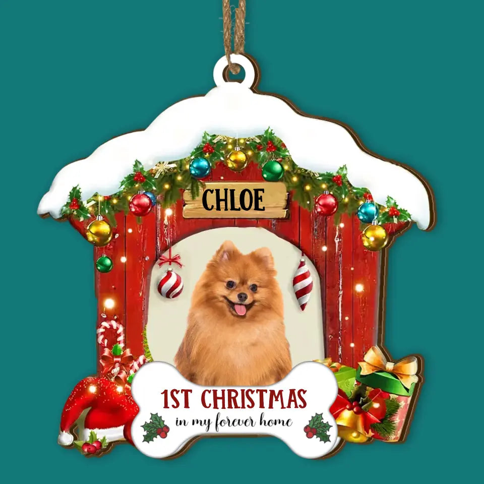 1st Christmas In My Forever Home - Personalized Wooden Ornament - ORN162