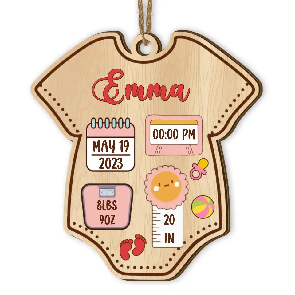 Newborn Baby First Christmas With Custom Name - Personalized Wooden Ornament, Christmas Gift For Family - ORN163