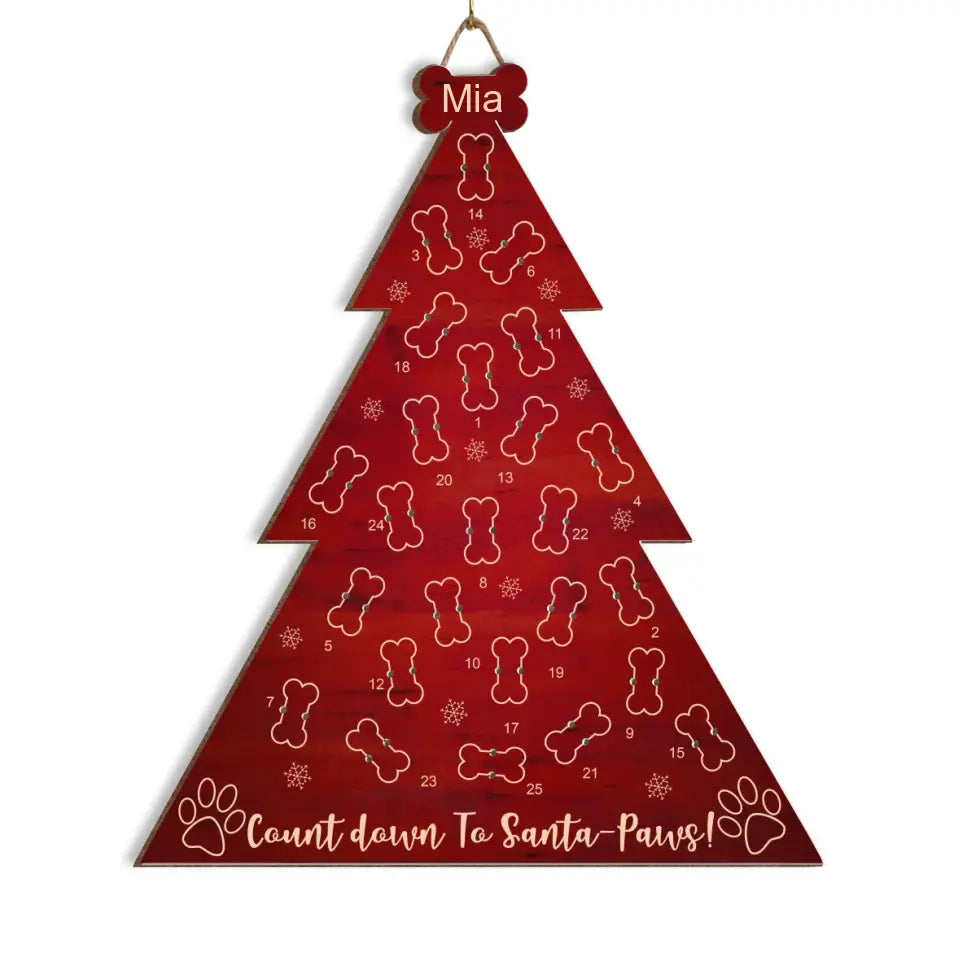 Dog Christmas Tree &amp; Bone - Personlized Christmas Countdown Sign , Gift For Christmas - DS704