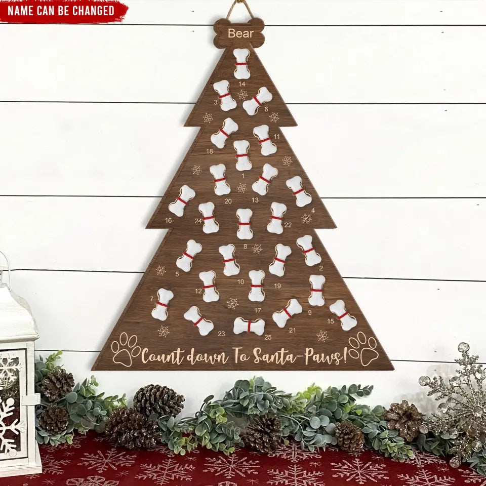 Dog Christmas Tree & Bone - Personlized Christmas Countdown Sign , Gift For Christmas - DS704