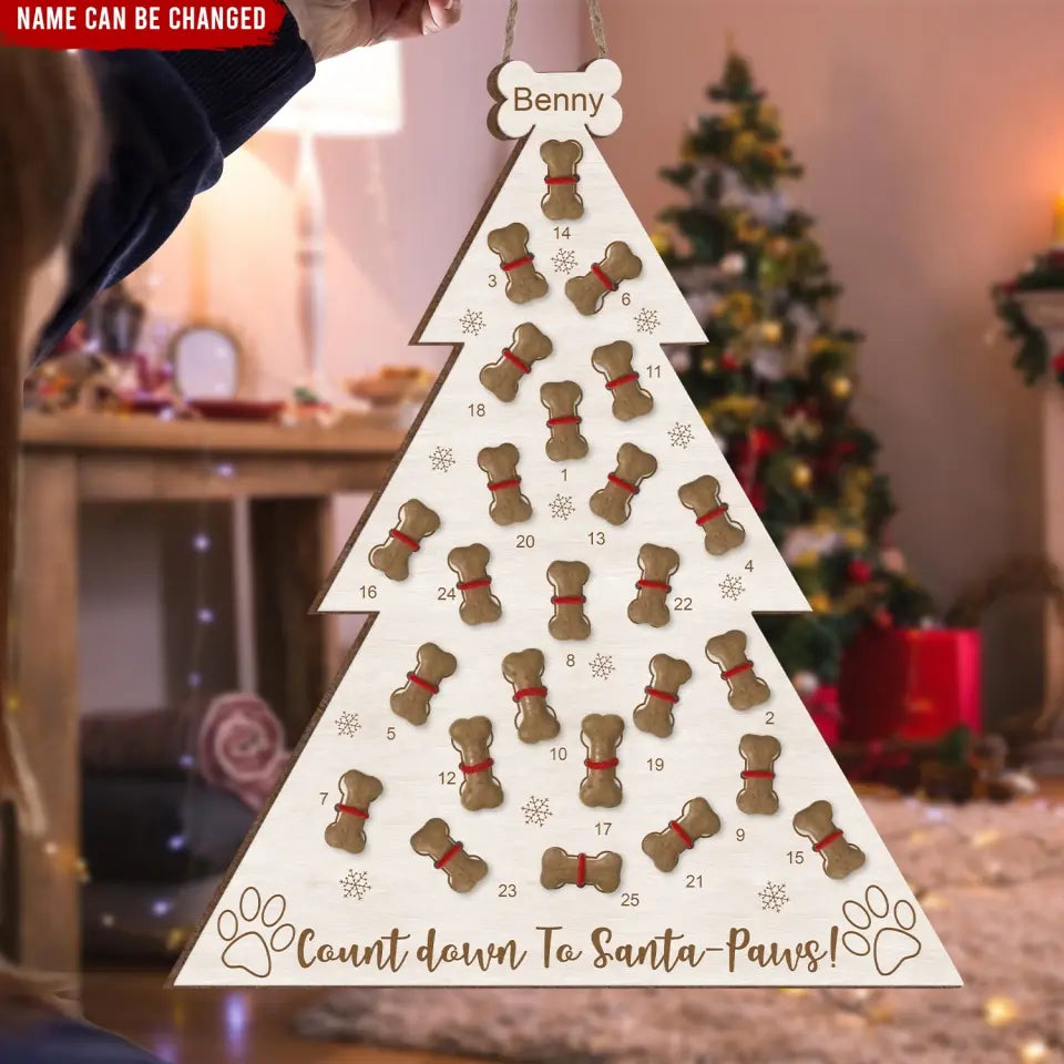 Dog Christmas Tree & Bone - Personlized Christmas Countdown Sign , Gift For Christmas - DS704