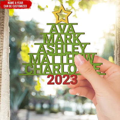 Christmas Tree With Custom Name - Personalized Wooden Ornament, Christmas Gift For Family, Friends - ORN165