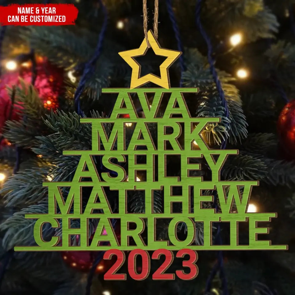 Christmas Tree With Custom Name - Personalized Wooden Ornament, Christmas Gift For Family, Friends - ORN165
