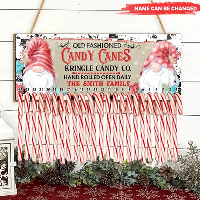 Christmas Elf Gnome Candy Cane Countdown - Personalized Countdown Sign, Home Decor For Christmas - DS706