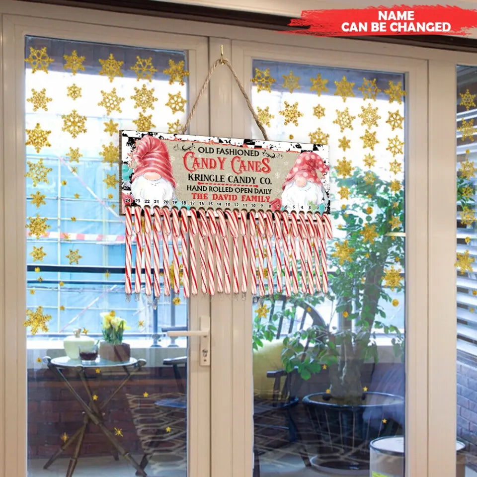 Christmas Elf Gnome Candy Cane Countdown - Personalized Countdown Sign, Home Decor For Christmas - DS706