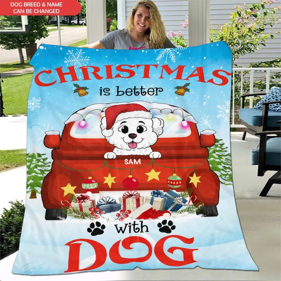 Chrismas Is Better With Dogs - Personalized Blanket, Christmas Gift For Dog Lovers - BL35