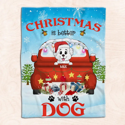 Chrismas Is Better With Dogs - Personalized Blanket, Christmas Gift For Dog Lovers - BL35