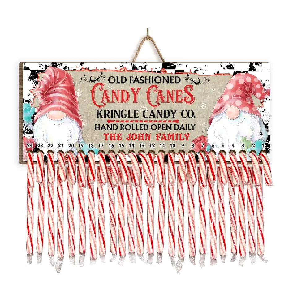 Christmas Elf Gnome Candy Cane Countdown - Personalized Countdown Sign, Home Decor For Christmas - DS706