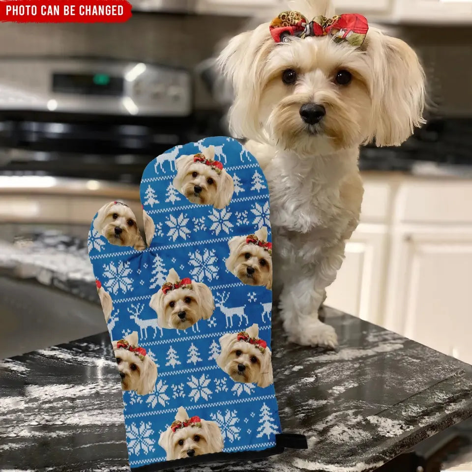 Put Your Cute Pet Face on Custom Oven Mitts - Personalized Mitts and Pot-Holder Set, Gift For Pet Lover - MP01