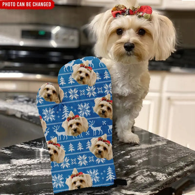 Put Your Cute Pet Face on Custom Oven Mitts - Personalized Mitts and Pot-Holder Set, Gift For Pet Lover - MP01