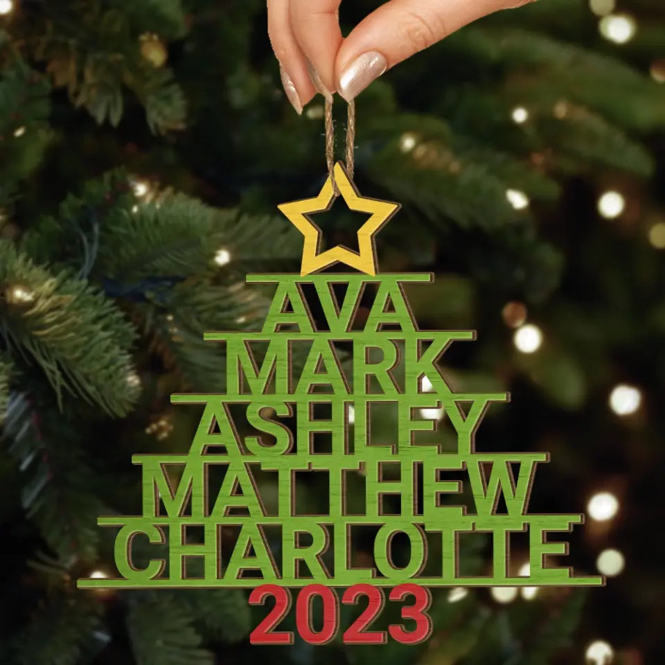 Christmas Tree With Custom Name - Personalized Wooden Ornament, Christmas Gift For Family, Friends - ORN165