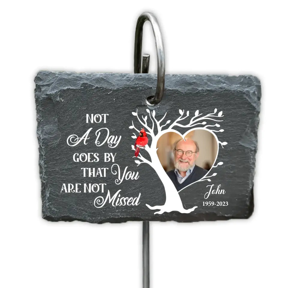 Not A Day Goes By That You Are Not Missed - Personalized Garden Slate, Sympathy Gift for Loss of Loved One