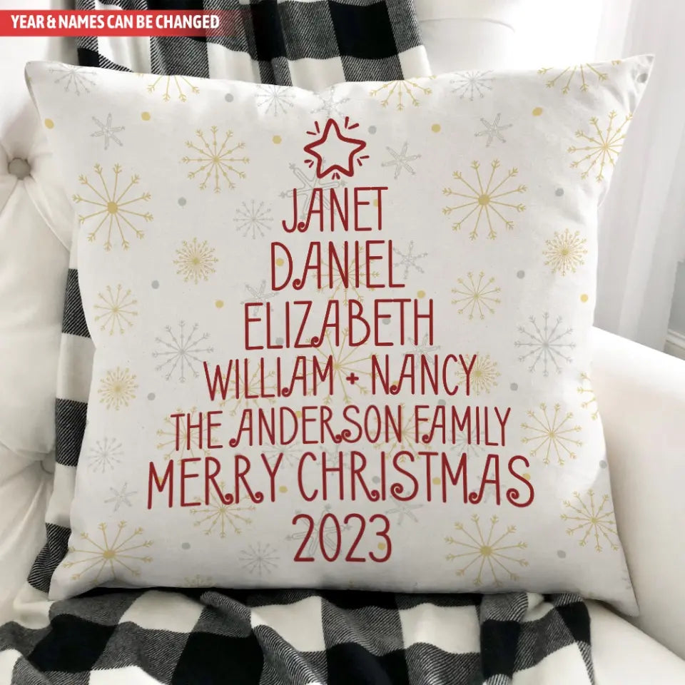 Christmas Tree Name Family - Personalized Pillow, Gift For Family - PC71