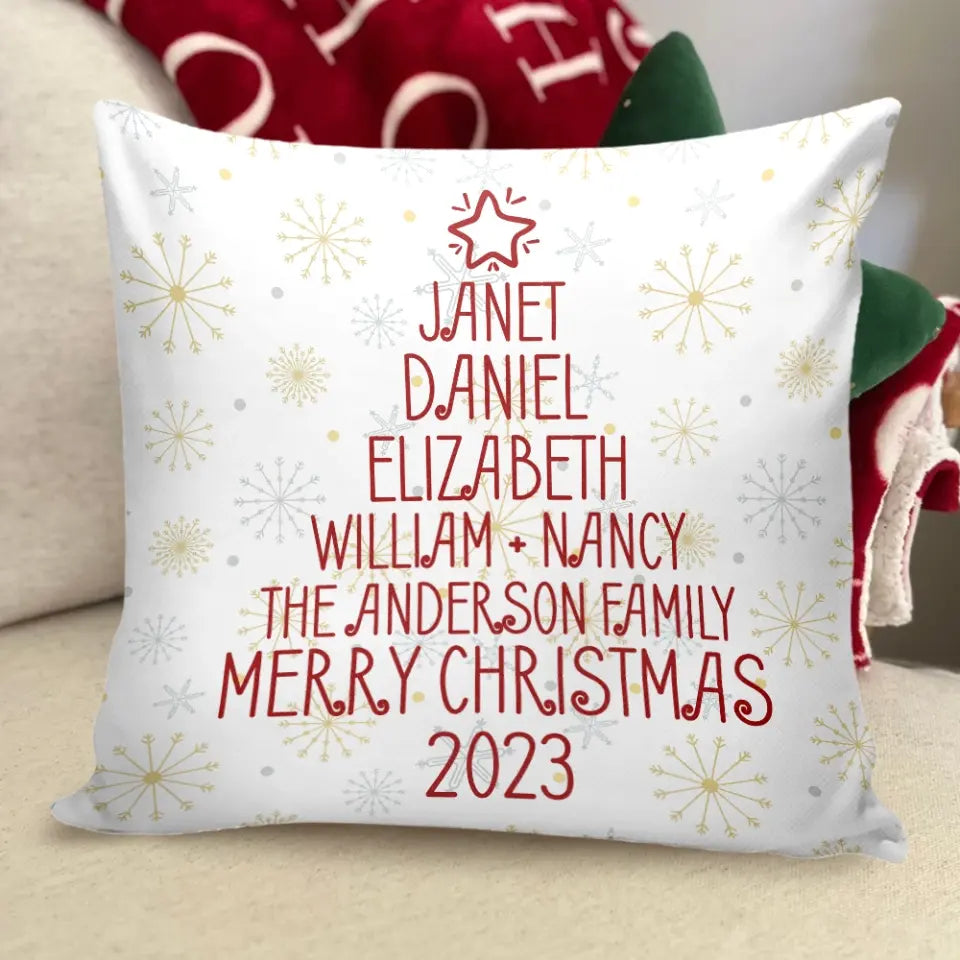 Christmas Tree Name Family - Personalized Pillow, Gift For Family - PC71