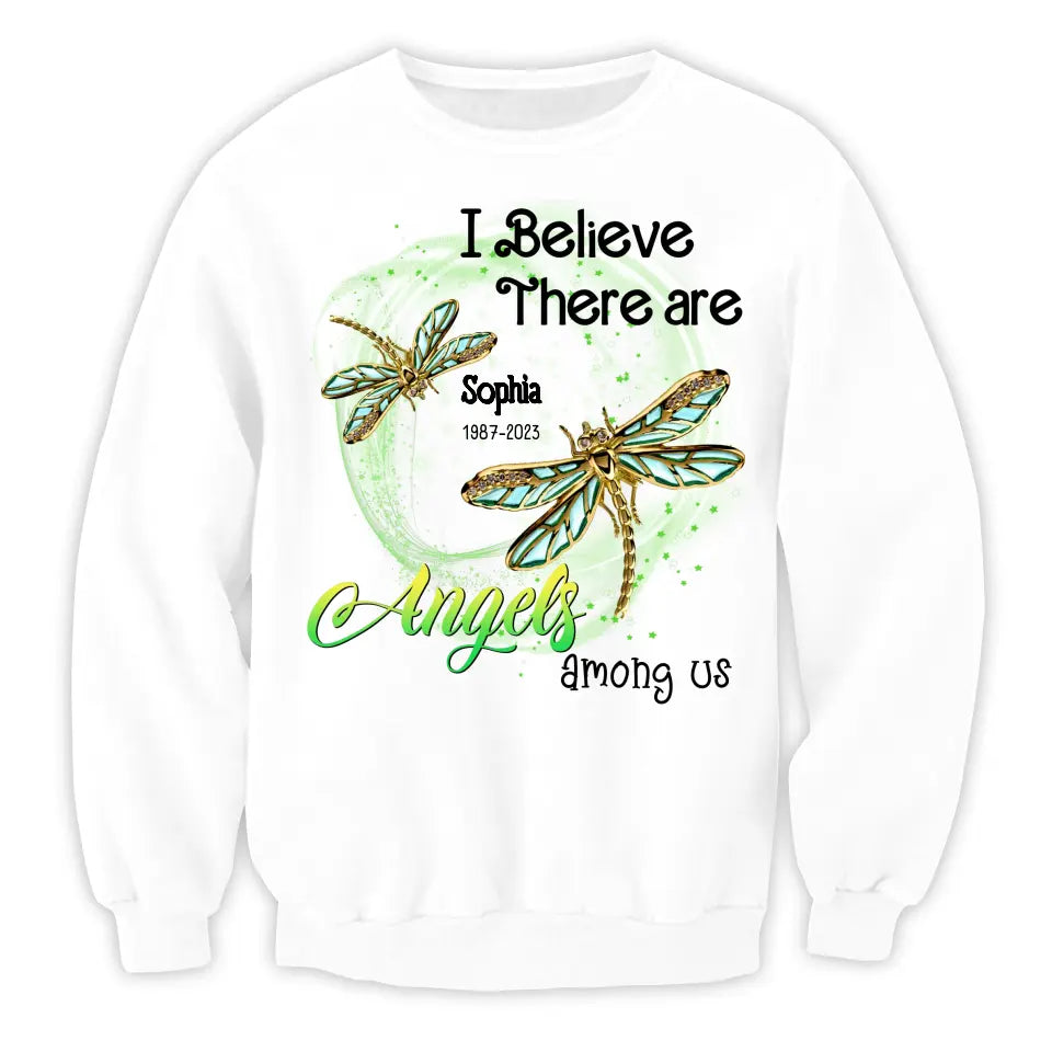 I Believe There Are Angels Among Us - Personalized T-shirt, Memorial Gift, Loss Loves Ones -TS1022