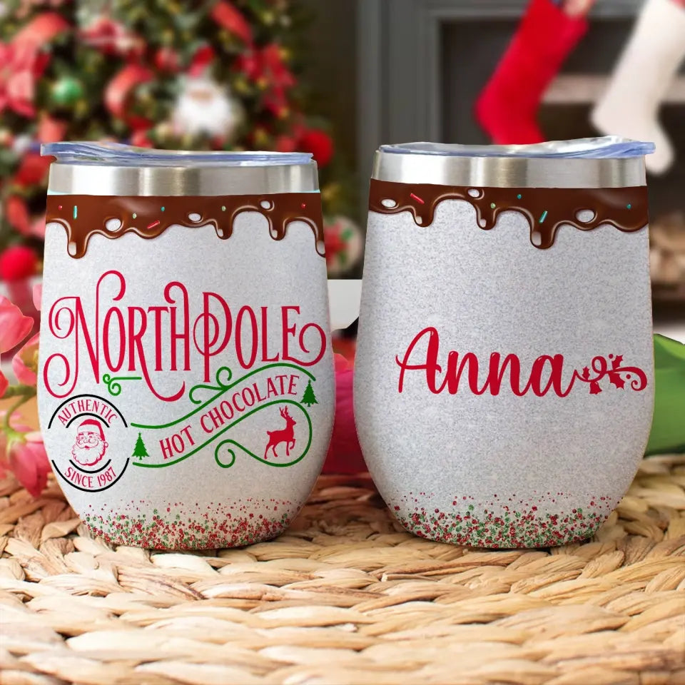 Hot Chocolate Christmas - Personalized Wine Tumbler - WTL54