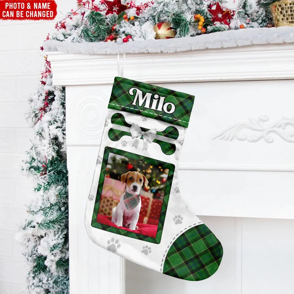 Happy Pawliday With Custom Pet's Face - Personalized Christmas Stocking, Christmas Gift For Pet Lovers - SCS06