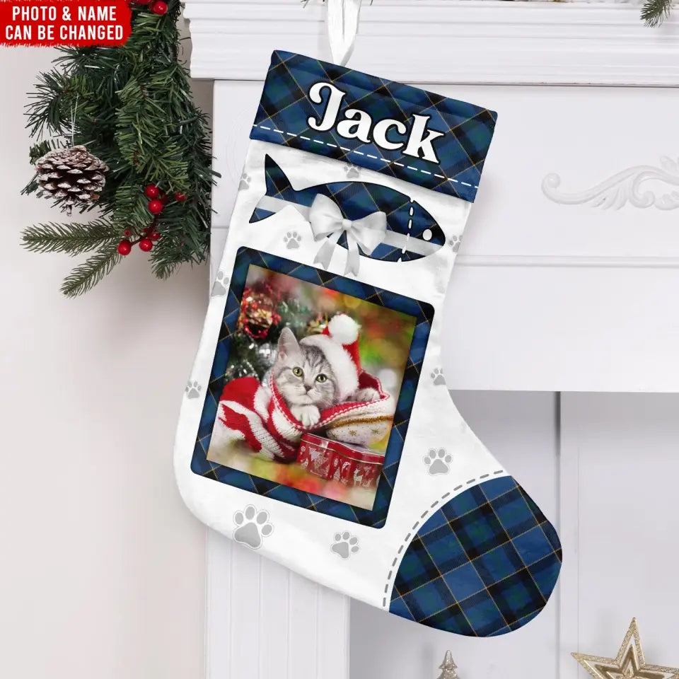 Happy Pawliday With Custom Pet's Face - Personalized Christmas Stocking, Christmas Gift For Pet Lovers - SCS06