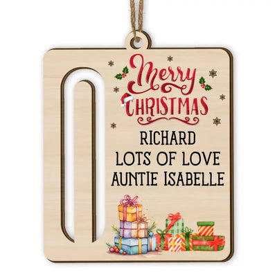 Merry Christmas Gift - Personalized Wooden Ornament, Money Holder Ornament, Christmas Gift - ORN175