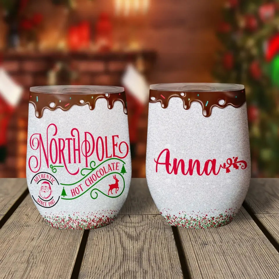 Hot Chocolate Christmas - Personalized Wine Tumbler - WTL54