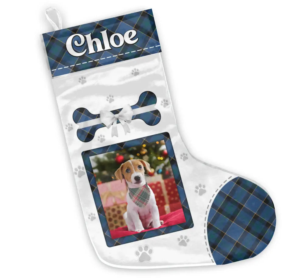 Happy Pawliday With Custom Pet's Face - Personalized Christmas Stocking, Christmas Gift For Pet Lovers - SCS06