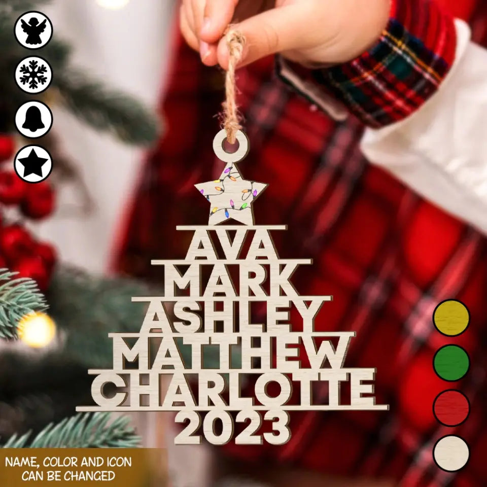 Family Christmas Custom Name - Personalized Wooden Ornament, Gift For Christmas - ORN117