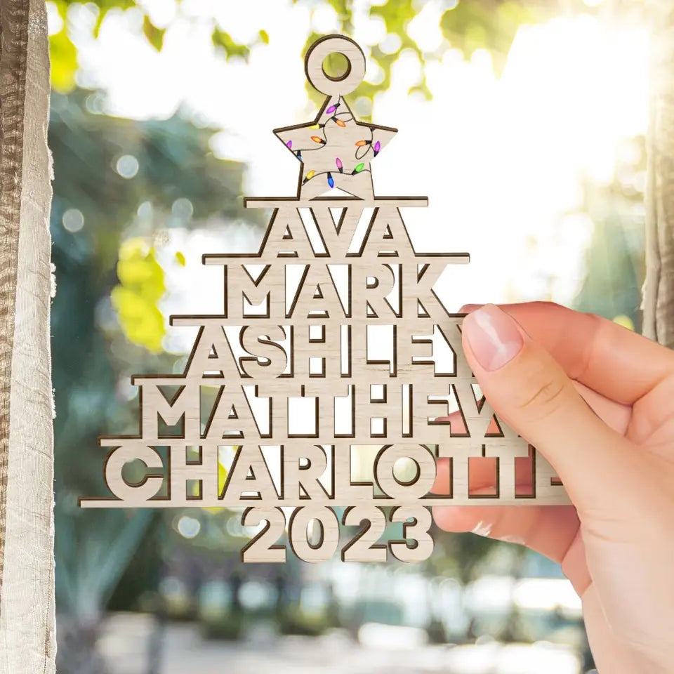 Family Christmas Custom Name - Personalized Wooden Ornament, Gift For Christmas - ORN117