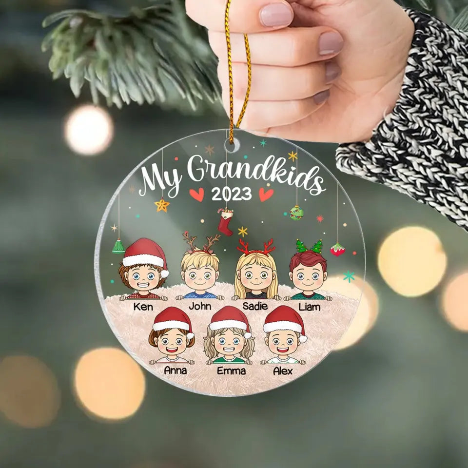 My Grandkids 2023 - Personalized Acrylic Ornament, Gift For Family - ORN177